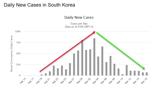 Daily New Cases in South Korea chart